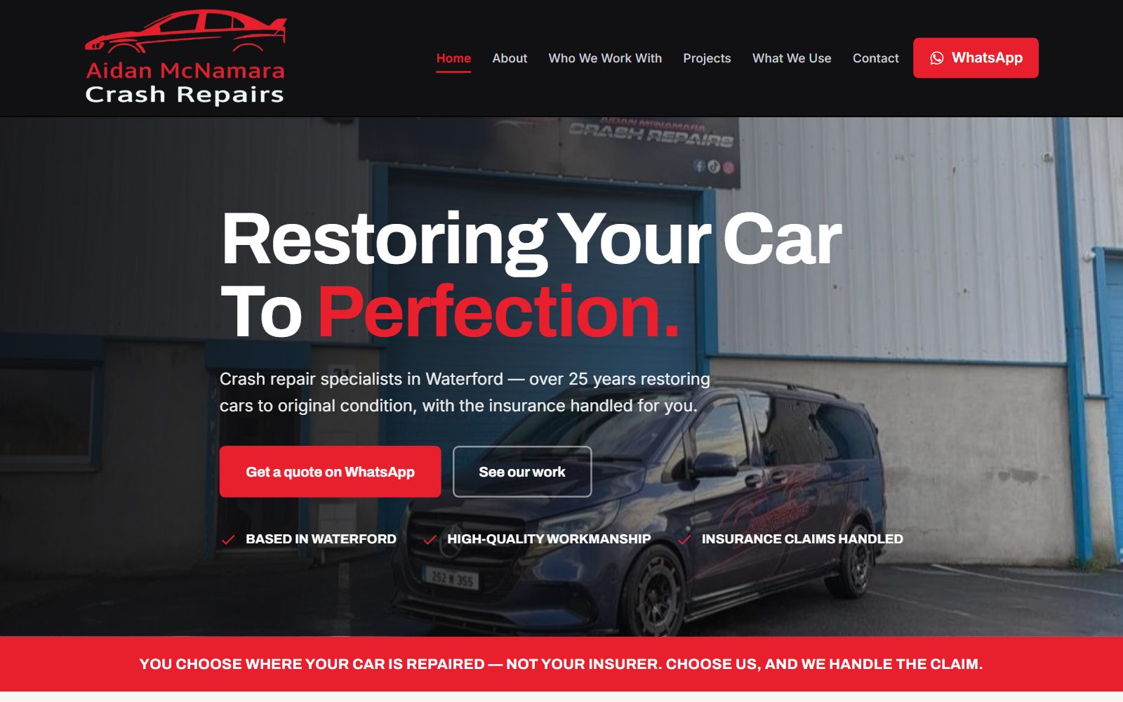 Aidan McNamara Crash Repairs website by Keystone Digital