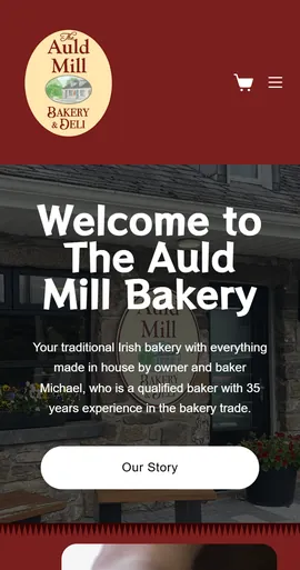 The The Auld Mill Bakery homepage on a phone