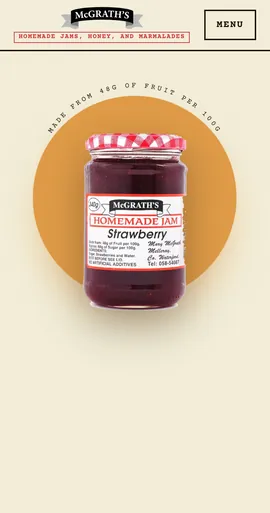 The McGrath’s Homemade Jam homepage on a phone